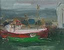THE RED FISHING BOAT by Sheila McClean ARUA at Ross's Online Art Auctions