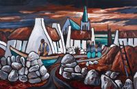 MENDING THE BOATS by J.P. Rooney at Ross's Online Art Auctions