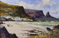 BATHERS ON THE ANTRIM COAST by Hugh McIlfatrick at Ross's Online Art Auctions