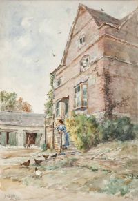 FEEDING HENS by A G Cole at Ross's Online Art Auctions