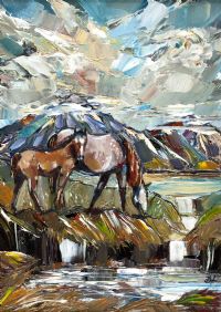MARE AND FOAL, DONEGAL by Douglas Hutton at Ross's Online Art Auctions