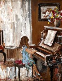 THE PIANO LESSON by Lorna Millar at Ross's Online Art Auctions