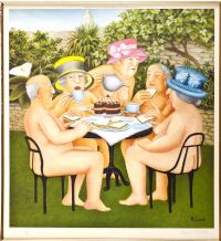 TEA IN THE GARDEN by Beryl Cook at Ross's Online Art Auctions