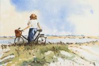 GIRL & BICYCLE by R. Murphy at Ross's Online Art Auctions