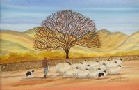 ROUNDING UP THE SHEEP by Mark Wakefield at Ross's Online Art Auctions
