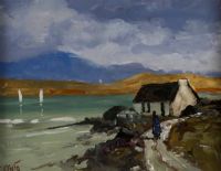 COTTAGE BY THE SEA by Oisin at Ross's Online Art Auctions