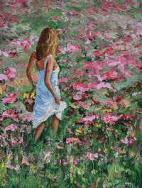 FIELD OF FLOWERS by Lorna Millar at Ross's Online Art Auctions
