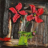 RED FLOWERS & VASE by Colin Flack at Ross's Online Art Auctions