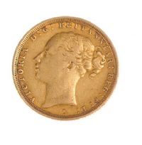 GOLD SOVEREIGN COIN, VICTORIAN BUN HEAD 1887 at Ross's Online Art Auctions