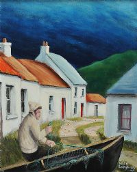 MENDING THE NETS by Sean Loughrey at Ross's Online Art Auctions