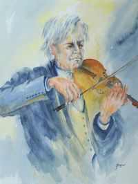 THE IRISH FIDDLER by Joan Kingan UWS at Ross's Online Art Auctions