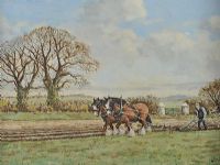 PLOUGHING THE FIELD, NEAR SCRABO by George Bennett at Ross's Online Art Auctions