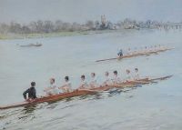 EIGHTS RACING AT PUTNEY by J. Ferdinand Gueldry at Ross's Online Art Auctions