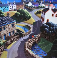 THE WINDING ROAD THROUGH THE VILLAGE by George Callaghan at Ross's Online Art Auctions