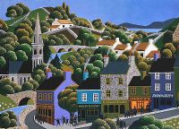 THE BUSY VILLAGE STREET by George Callaghan at Ross's Online Art Auctions