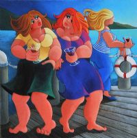 MARTINIS ON THE DECK by Stef Callaghan at Ross's Online Art Auctions