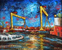 NIGHT TIME, HARLAND & WOLFF by John Stewart at Ross's Online Art Auctions