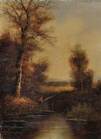 FISHING THE RIVER by Continental School at Ross's Online Art Auctions