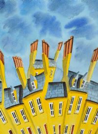 YELLOW HOUSES by John Ormsby at Ross's Online Art Auctions