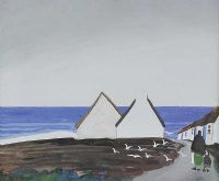 COTTAGES BY THE SEA by Markey Robinson at Ross's Online Art Auctions