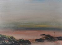 ROCKS AT THE EDGE OF THE LOUGH by Liam Blake at Ross's Online Art Auctions
