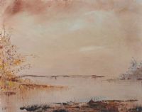 AUTUMN TREES BY THE LOUGH by Liam Blake at Ross's Online Art Auctions