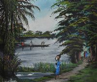 ON THE RIVER, WEST AFRICA by G. Livingstone at Ross's Online Art Auctions