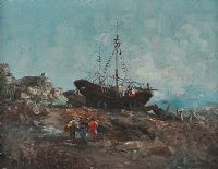 ON THE PATH TO THE HARBOUR by Spanish School at Ross's Online Art Auctions