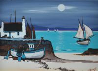 FISHERMAN'S ABODE BY MOONLIGHT by J.P. Rooney at Ross's Online Art Auctions