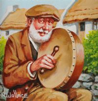 THE BODHRAN PLAYER by Roy Wallace at Ross's Online Art Auctions