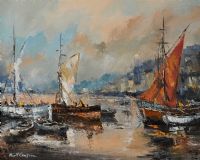 BUSY HARBOUR, KERRY by Niall Campion at Ross's Online Art Auctions