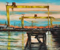 EARLY MORNING DOCKS by John Stewart at Ross's Online Art Auctions