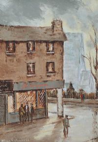 SHOP ON THE CORNER by Tom Cullen at Ross's Online Art Auctions
