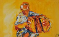 THE YELLOW ACCORDIAN by J.B. Vallely at Ross's Online Art Auctions