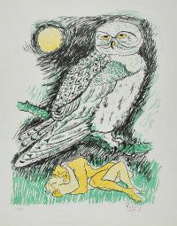LOVERS & OWL by Basil Rakoczi at Ross's Online Art Auctions