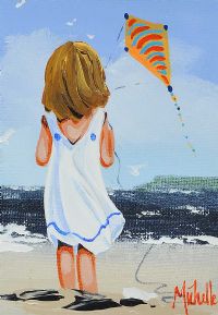 GIRL WITH KITE by Michelle Carlin at Ross's Online Art Auctions