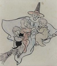 ON THE BROOMSTICK by Irish School at Ross's Online Art Auctions