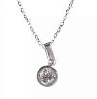 18CT WHITE GOLD AND DIAMOND SOLITAIRE PENDANT AND CHAIN at Ross's Online Art Auctions