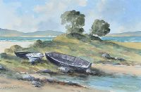 BOATS ON THE ANTRIM COAST by Hugh McIlfatrick at Ross's Online Art Auctions