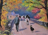 DRIVING CATTLE OVER THE BRIDGE by Gregory Moore at Ross's Online Art Auctions