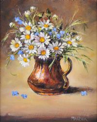 FLOWERS IN A COPPER JUG by Marjorie Wilson at Ross's Online Art Auctions