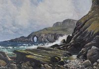 ROCKS IN THE ANTRIM COAST by Charles Caldwell at Ross's Online Art Auctions