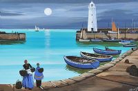 MOONLIT LIGHTHOUSE, DONAGHADEE by J.P. Rooney at Ross's Online Art Auctions