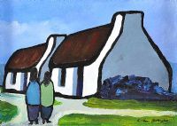 IRISH COTTAGES BY A LOUGH by Eileen Gallagher at Ross's Online Art Auctions