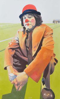 CLOWN AT THE RACES by Jonathan Aiken at Ross's Online Art Auctions