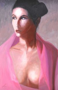 LADY IN A PINK DRESS by S. Lynch at Ross's Online Art Auctions