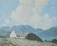 CONNEMARA COTTAGE & TURF STACK by Paul Henry RHA at Ross's Online Art Auctions