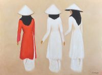 THREE CHINESE LADYS by T. Wong at Ross's Online Art Auctions