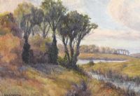 TREES BY THE STREAM by Charles C. Middleton at Ross's Online Art Auctions