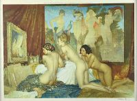 THREE FEMALE NUDES IN THE ARTIST'S STUDIO by Sir William Russell Flint RA at Ross's Online Art Auctions